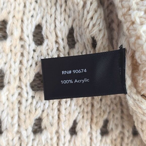 Boston Proper Oatmeal Cream Cable Knit Fringe Sweater - Size Large - Picture 14 of 14